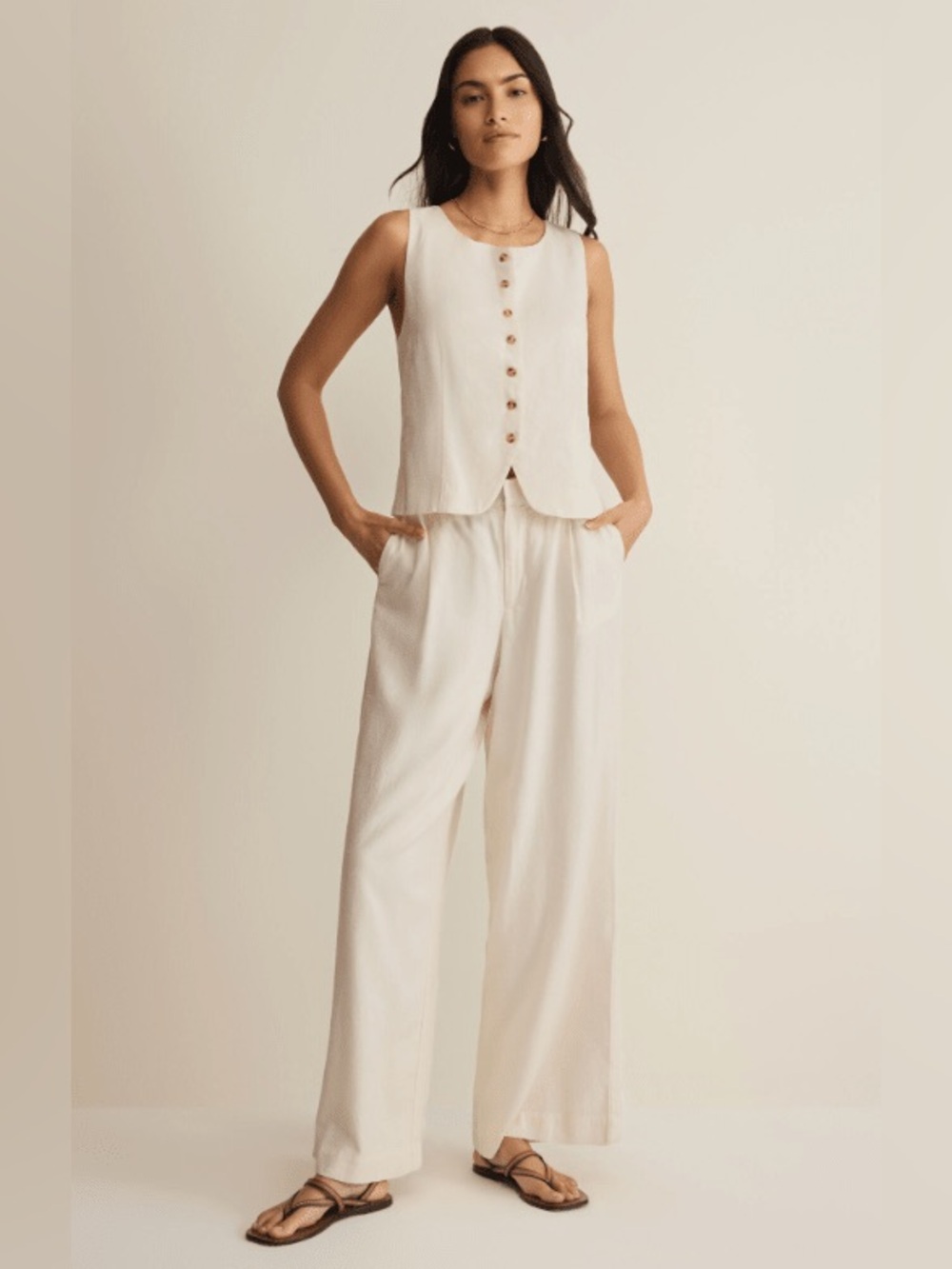 🆕 Z Supply Vista Linen Blend Pants Sea Salt Wide Leg Airy Beachy Chic Minimalist
